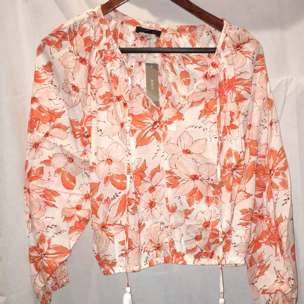 NWT J Crew Floral Print Crop Top Lightweights Blouse | Size XS
